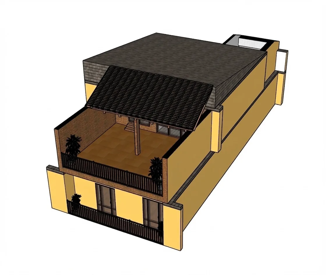 3D rendering of the duplex showing the private rooftop terrace